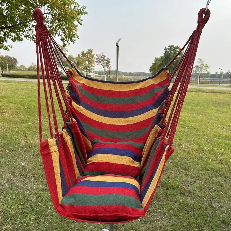 Outdoor Furniture No Cushions - Sıcak Renkli Çizgili Kanvas Hamak Sandalyesi,