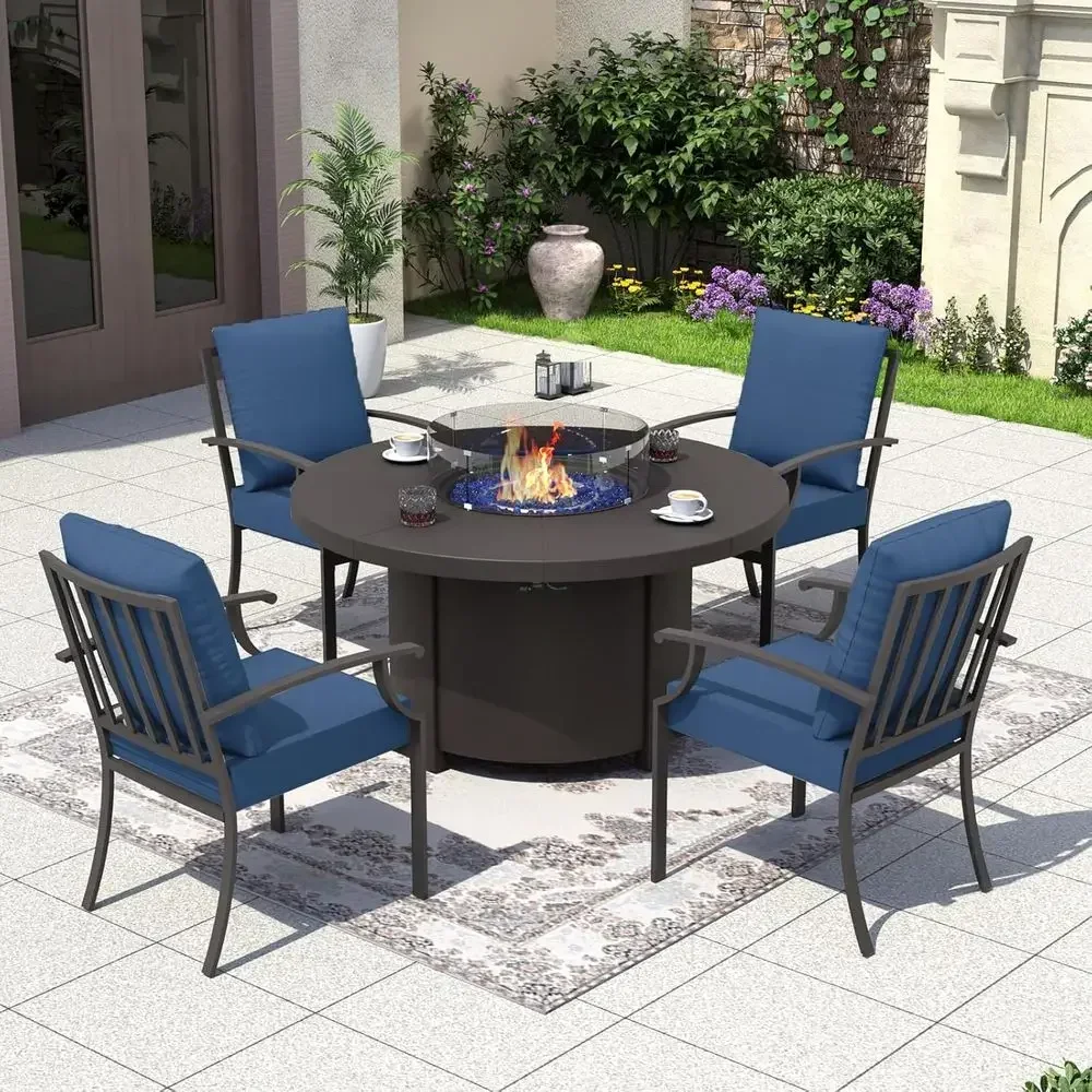Outdoor Furniture With Fire Pit - 5 Parçalı Dış Mekan Veranda Mobilya