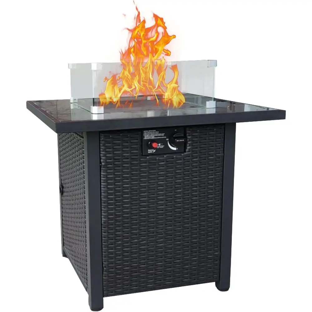 Outdoor Furniture With Fire Pit - Hasır Dış Mekan Veranda Mobilya Seti,