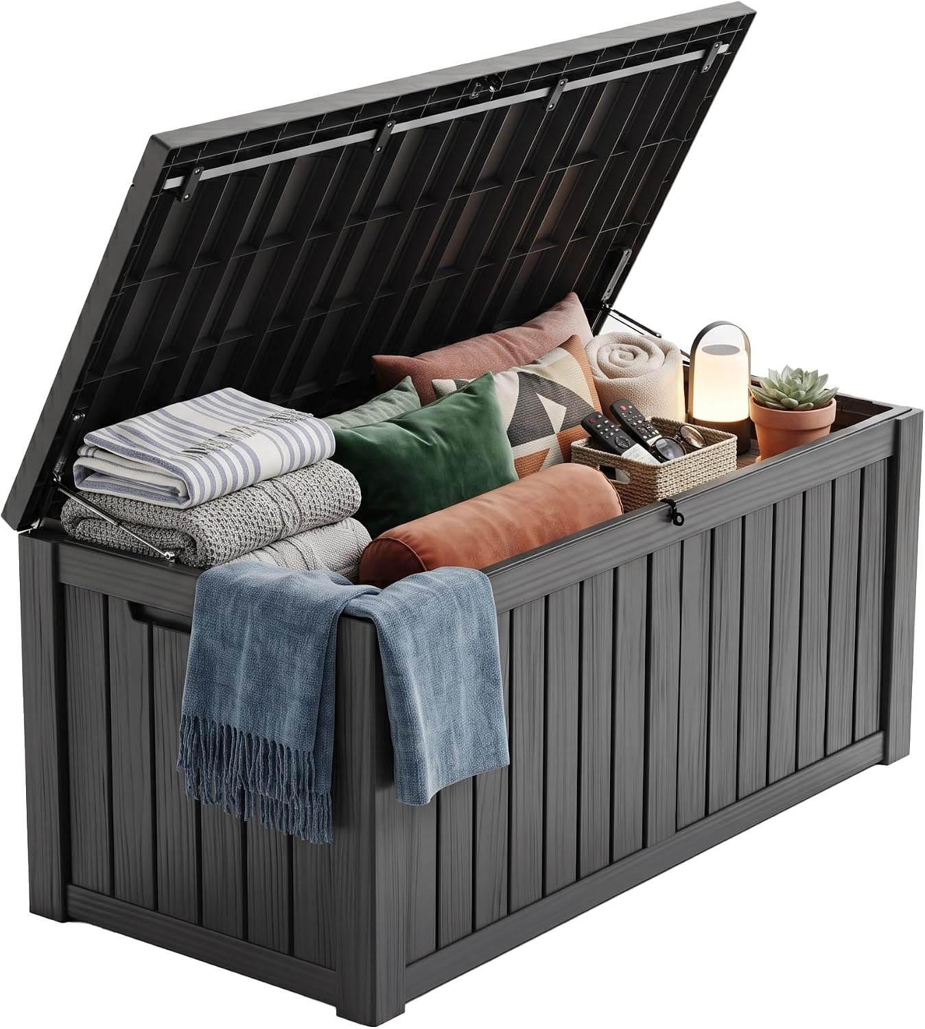 Outdoor Furniture Cushions - 200 Galonluk Kilitlenebilir Reçine Bahçe Sandığı,