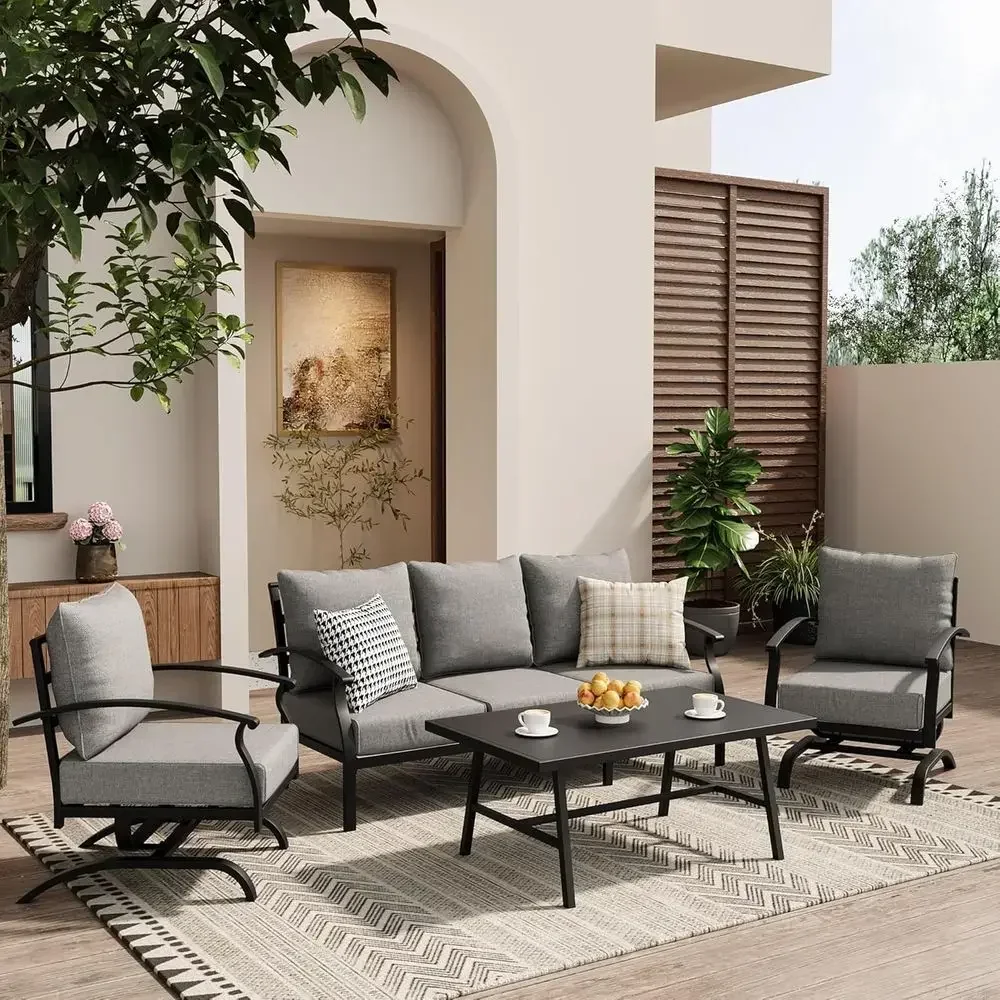 Outdoor Furniture Metal Chairs - Gri Dış Mekan Metal Bahçe Mobilya