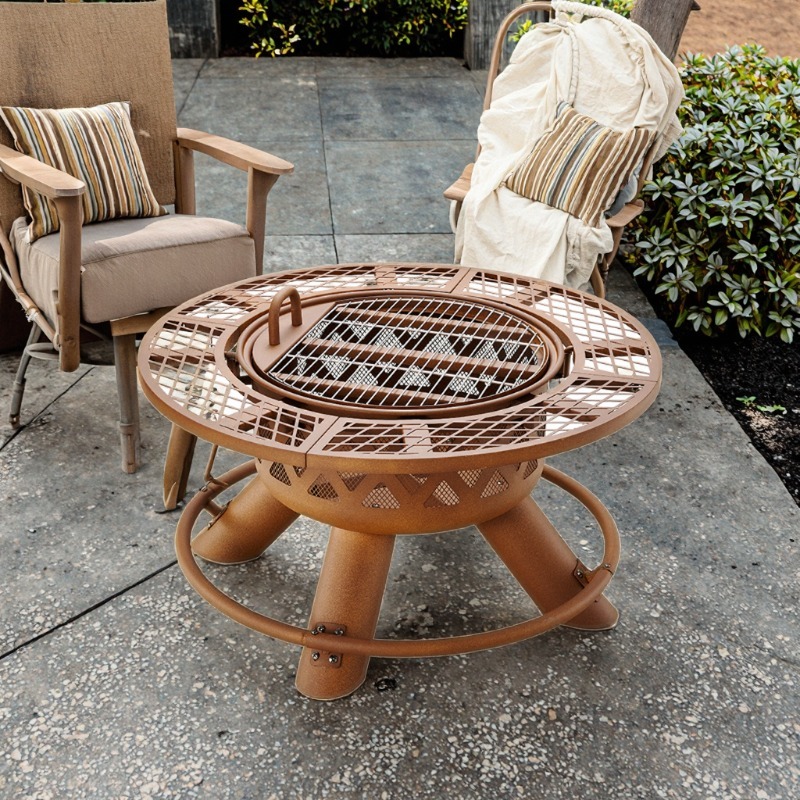 Outdoor Furniture With Fire Pit - 2026 Modern Dış Mekan Çelik Kömürlü