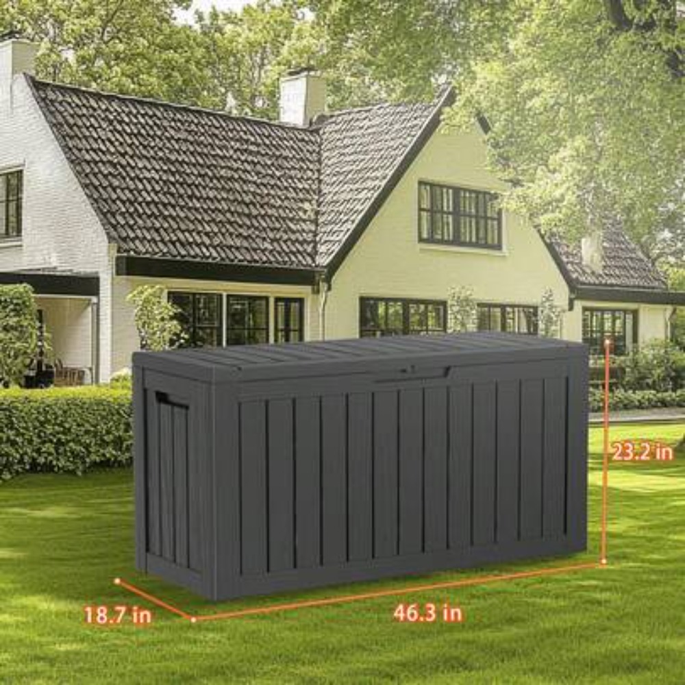 Outdoor Furniture Cushions - 90 Galonluk Kilitlenebilir Reçine Bahçe Sandığı,