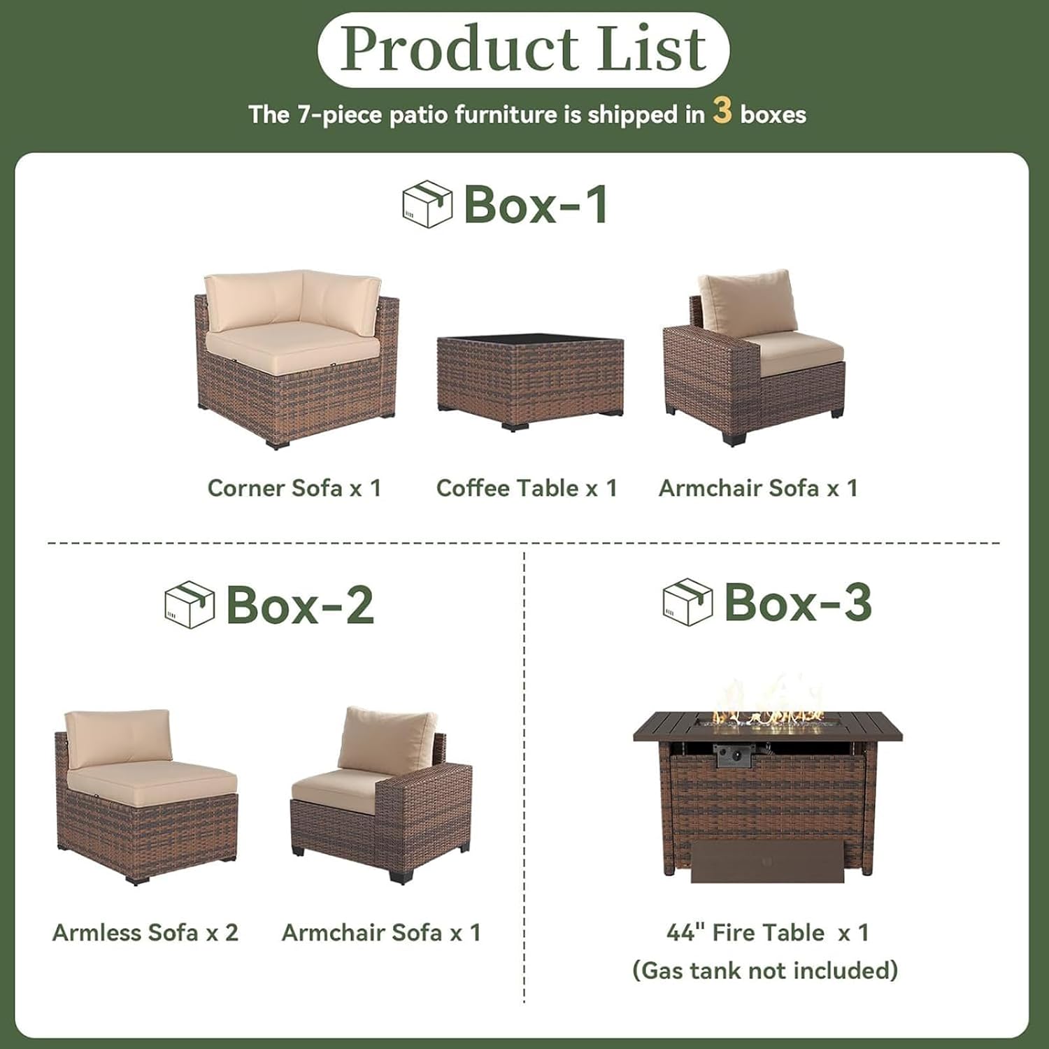 Geniş Kolçaklı ve 44 inç Ateş  - Outdoor Furniture With Fire Pit incelemesi ve fiyatı