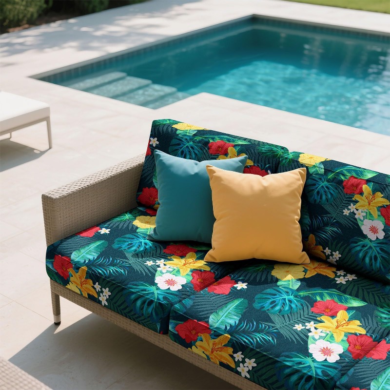 8 adet elastik tropikal baskıl - Outdoor Furniture No Cushions incelemesi ve fiyatı
