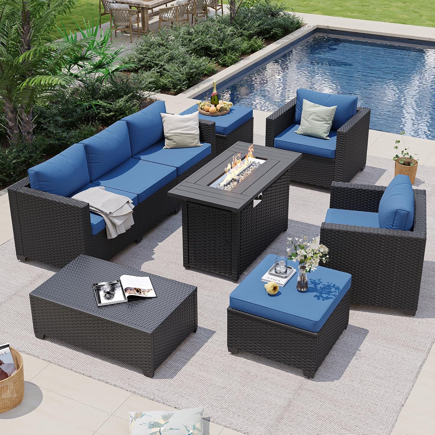 Lacivert Dış Mekan Köşe Koltuk - Outdoor Furniture With Fire Pit incelemesi ve fiyatı