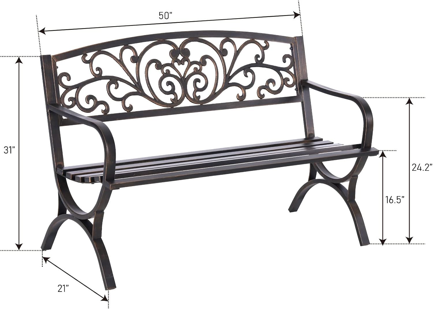 Bronz 50 İnç Dış Mekan Bahçe B - Outdoor Furniture Metal Chairs incelemesi ve fiyatı