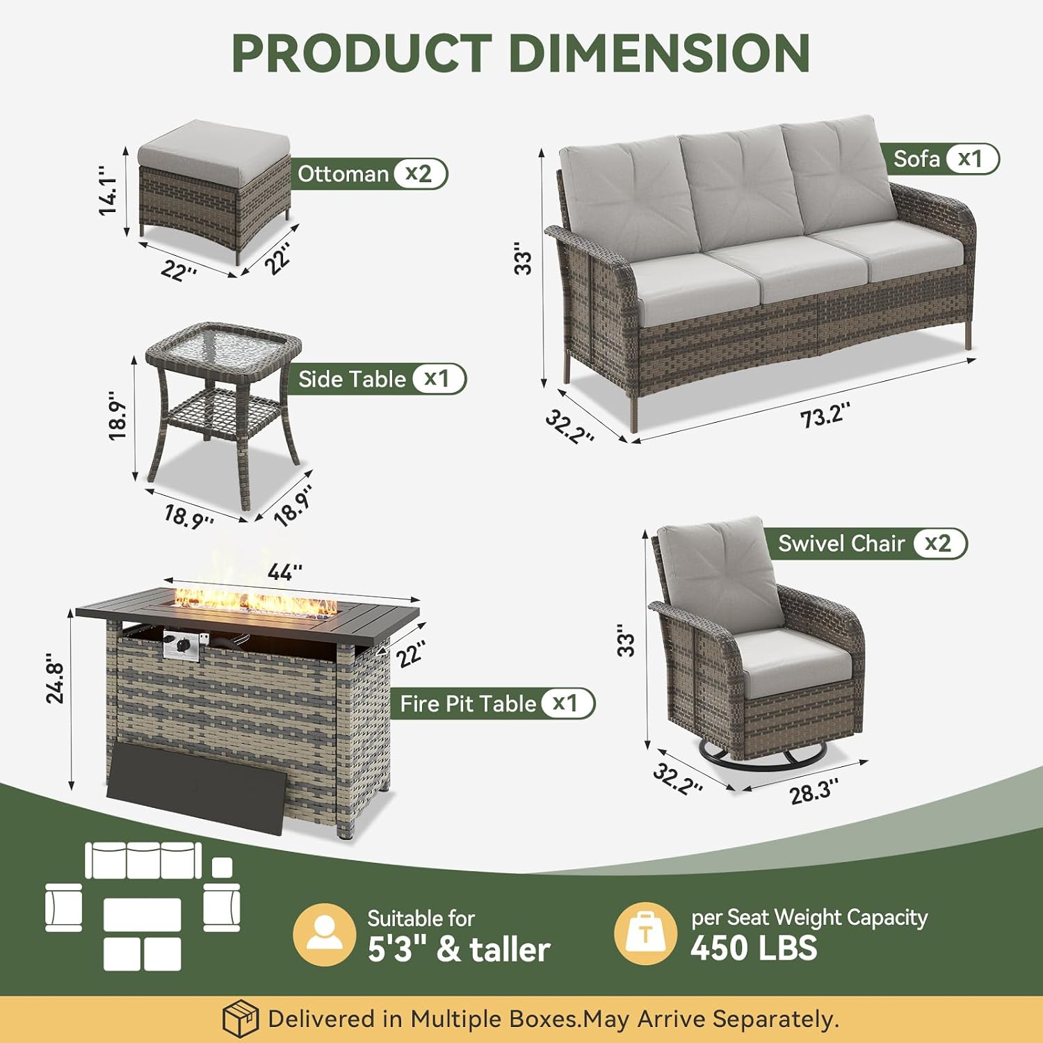 7 Parçalı Hasır Veranda Takımı - Outdoor Furniture With Fire Pit incelemesi ve fiyatı