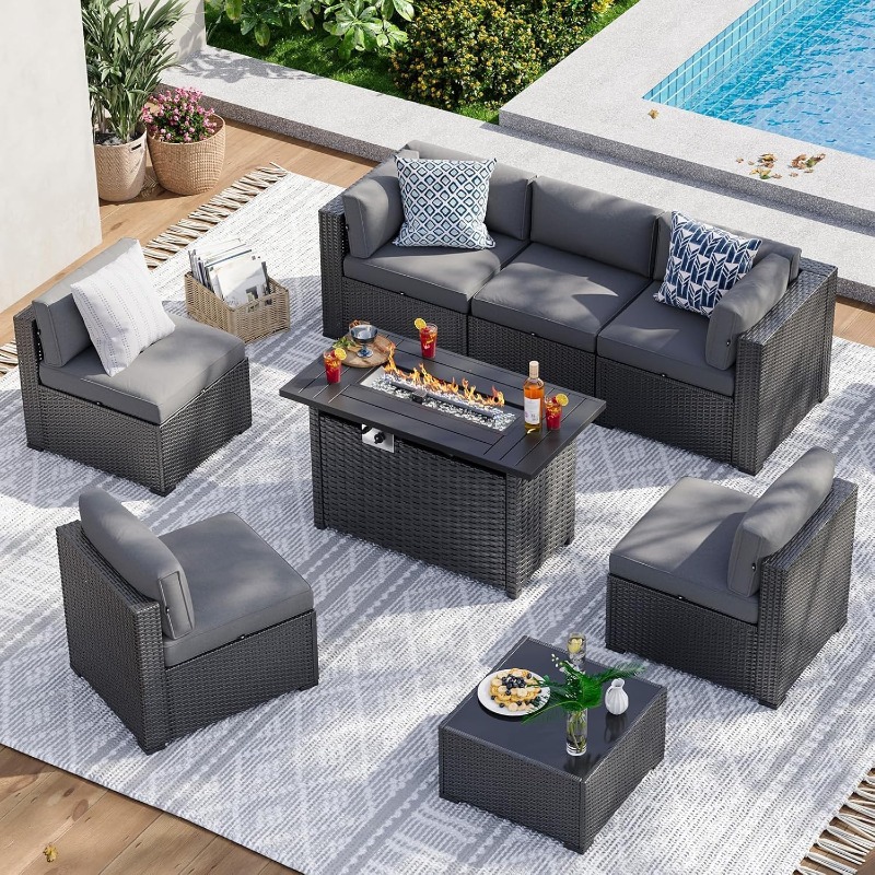 Aoxun 8 Parçalı Bahçe Mobilya  - Outdoor Furniture With Fire Pit incelemesi ve fiyatı