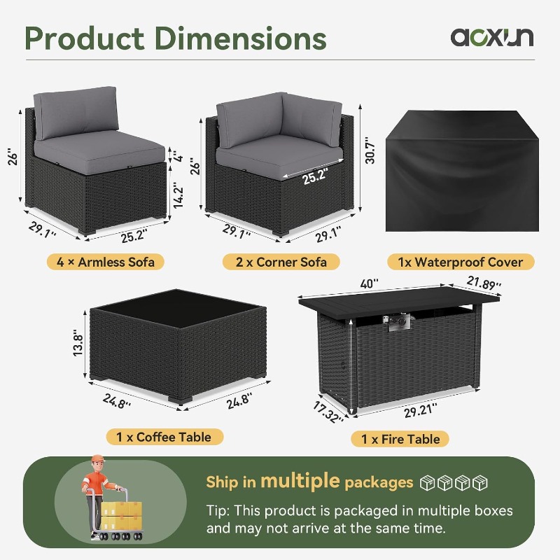 Aoxun 8 Parçalı Bahçe Mobilya  - Outdoor Furniture With Fire Pit incelemesi ve fiyatı