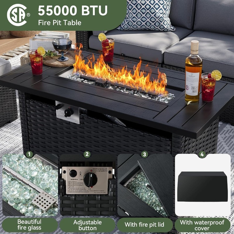 Aoxun 8 Parçalı Bahçe Mobilya  - Outdoor Furniture With Fire Pit incelemesi ve fiyatı