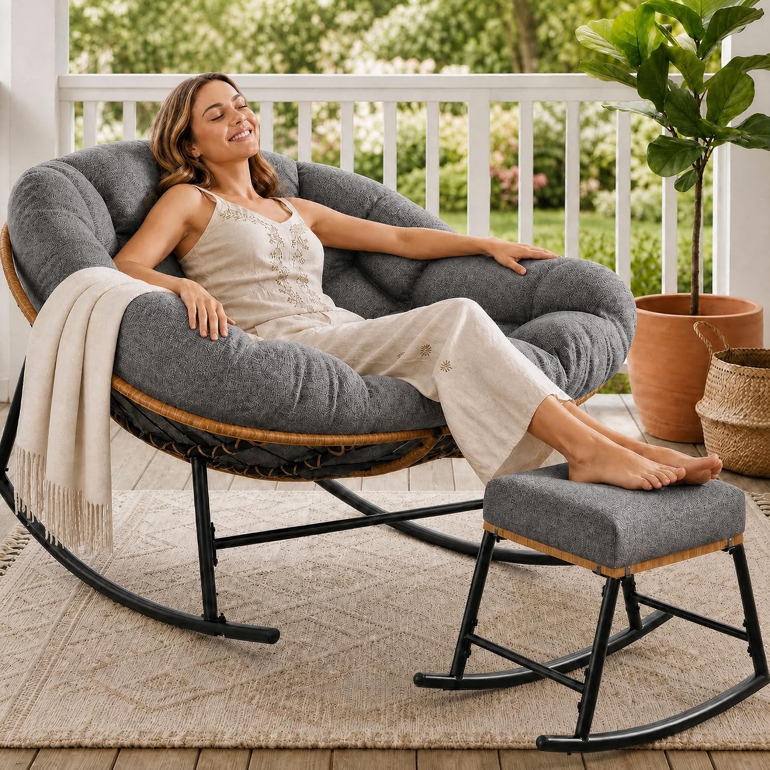 Büyük Boy Papasan Sallanan San - Outdoor Furniture No Cushions incelemesi ve fiyatı