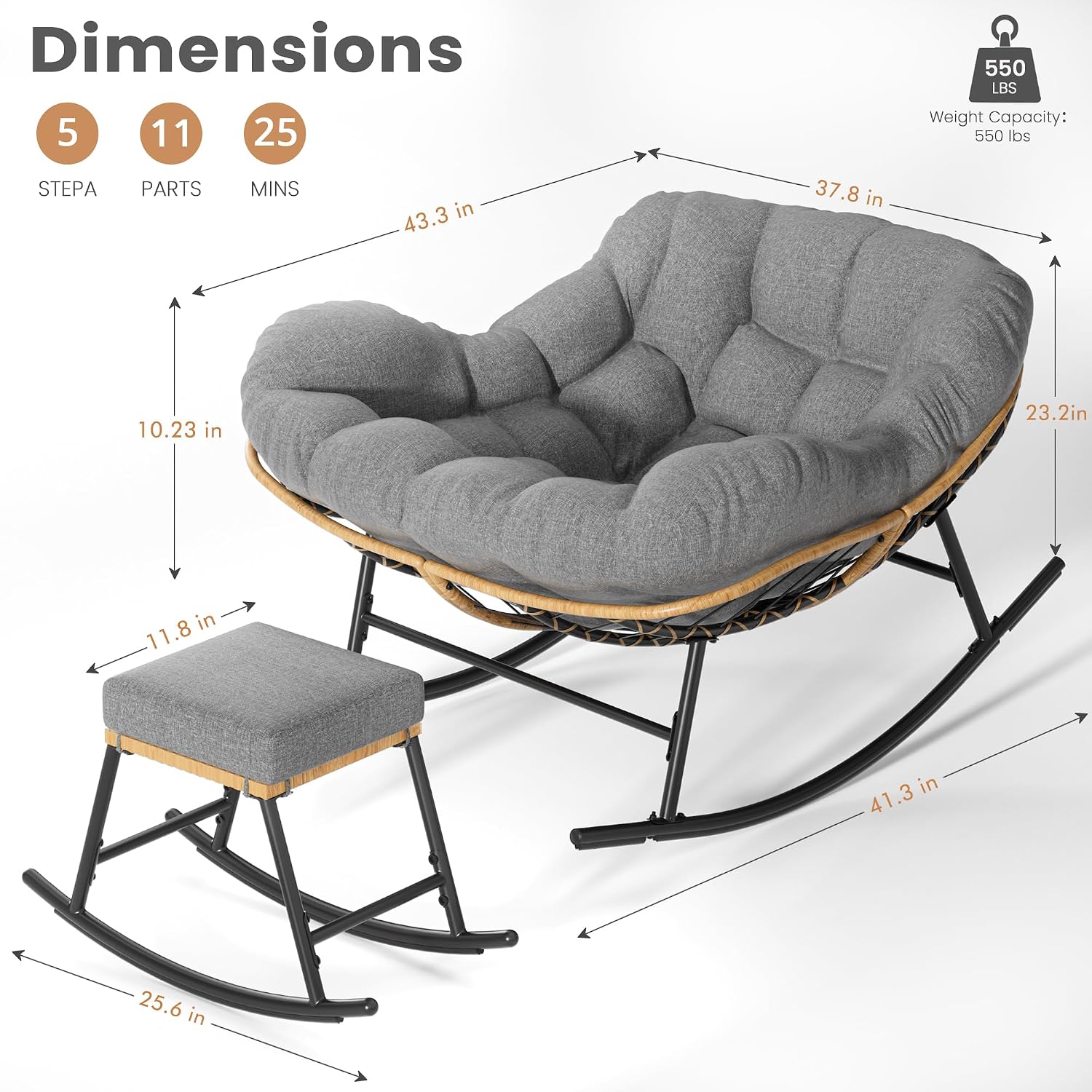 Büyük Boy Papasan Sallanan San - Outdoor Furniture No Cushions incelemesi ve fiyatı