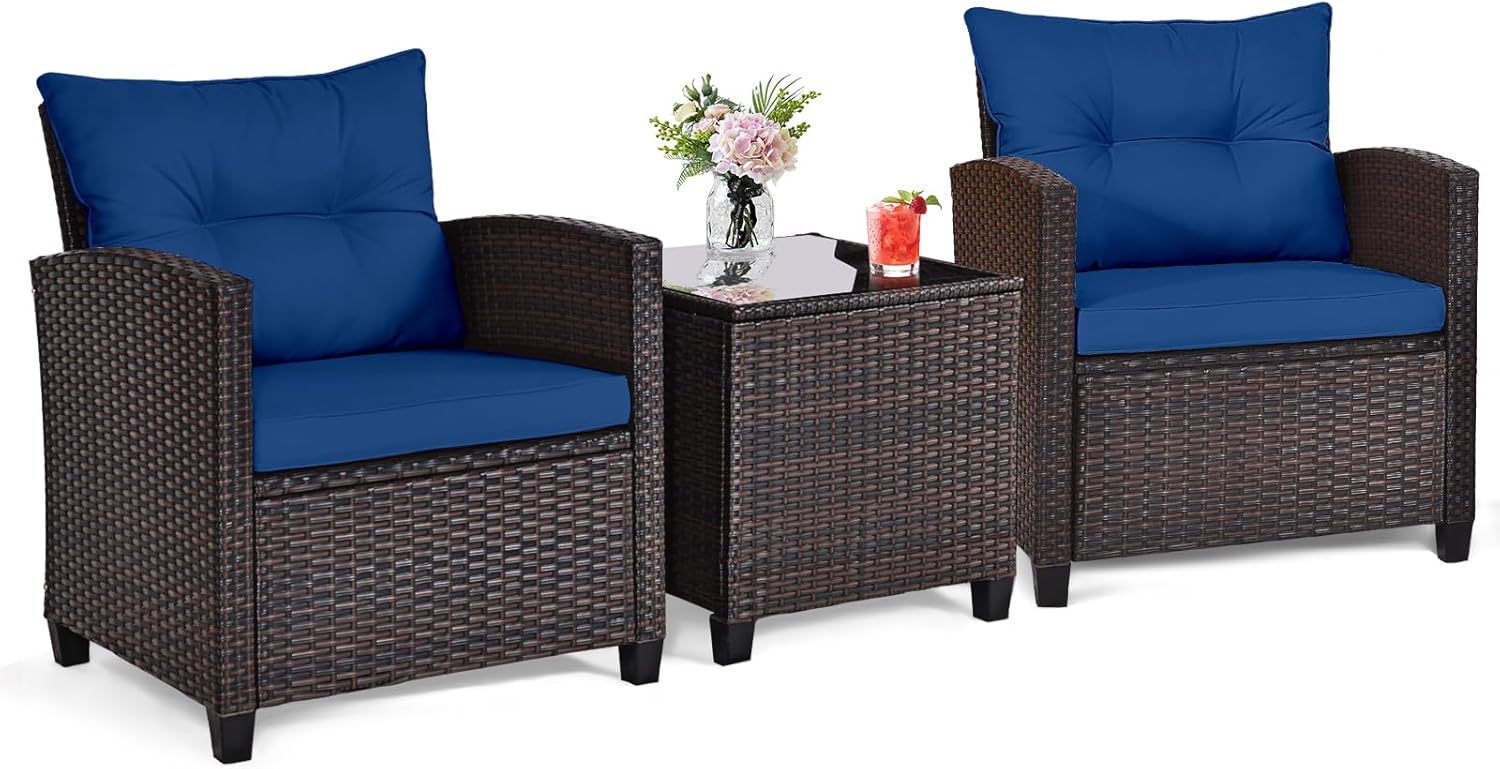 Lacivert rattan hasır 3 parçal - Outdoor Furniture Cushions incelemesi ve fiyatı